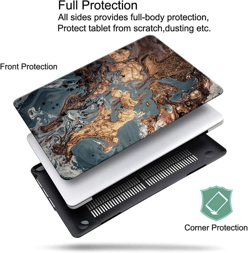 KEROM Compatible for MacBook Air 13 inch Case 2025-2022 M4 M3 M2 A3240 A3113 A2681, MacBook Air M4 13 inch Case, Protective Plastic Hard Shell & Keyboard Cover for Mac Air 13.6'', Gold Marble - Image 2